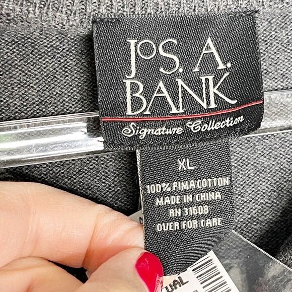 Jos A Bank Signature Collection Men’s XL 100% Pima Cotton Sweater Gray Pullover - Picture 4 of 6